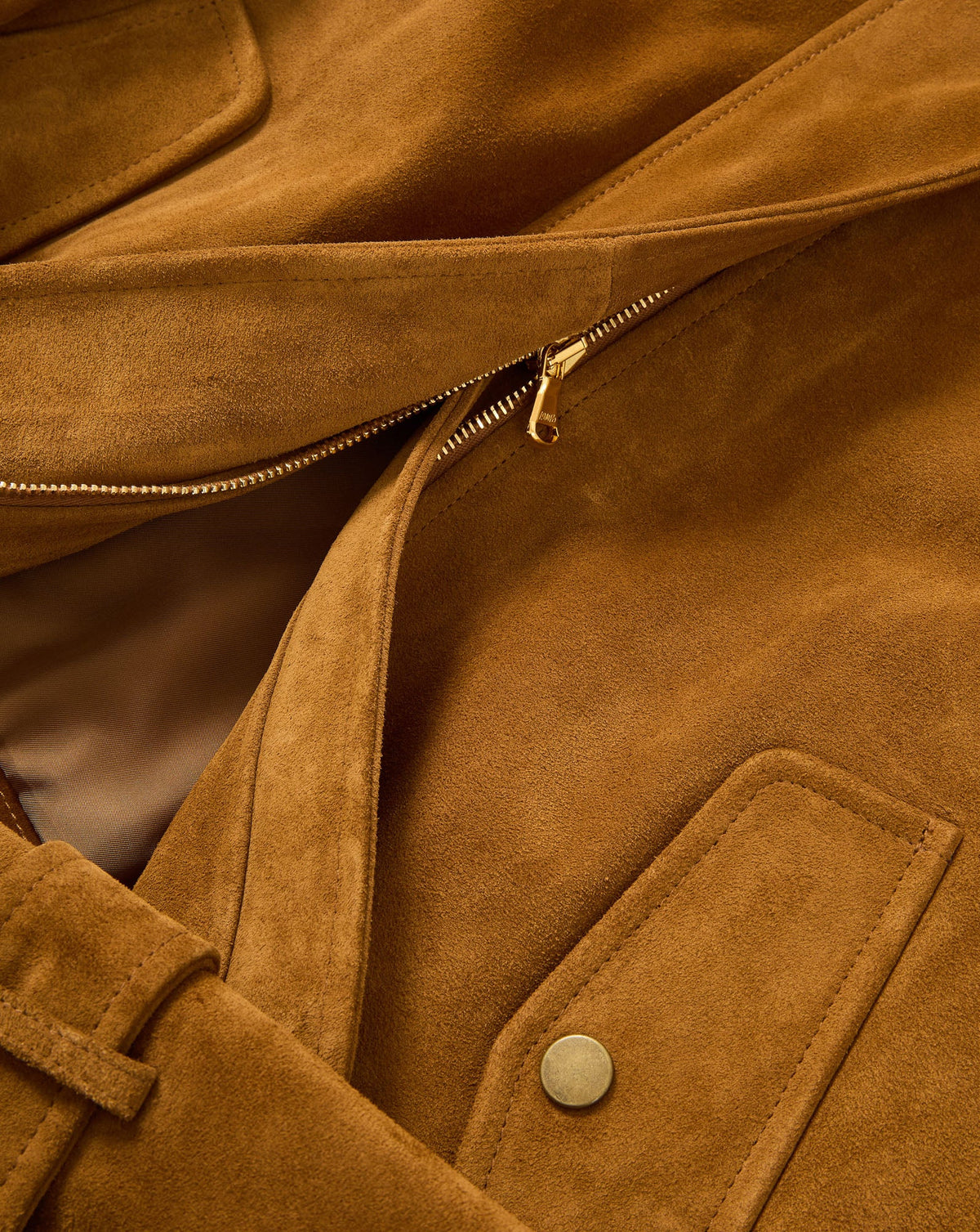Bateman Suede Jacket in Tan Calfskin - Veronica Beard Trusted