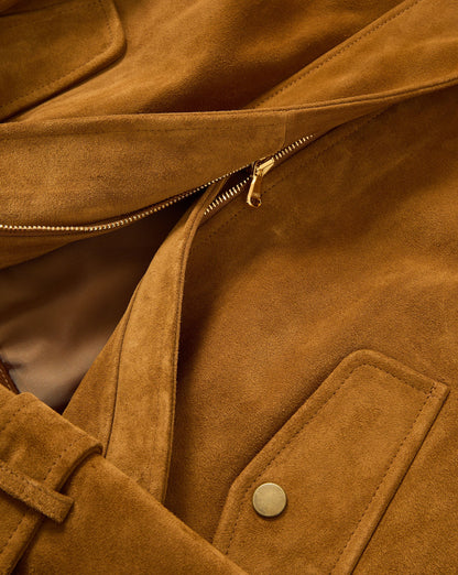 Bateman Suede Jacket in Tan Calfskin - Veronica Beard Trusted