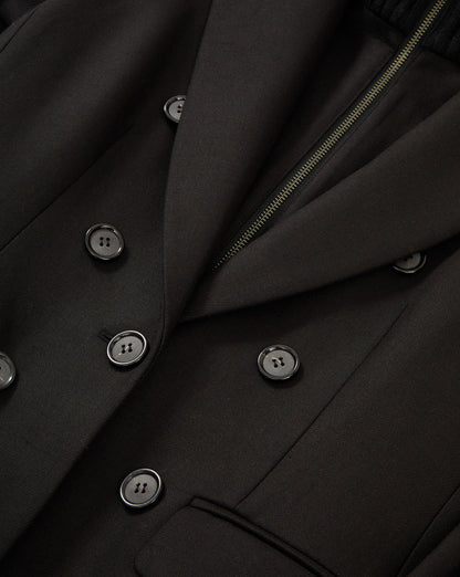 Stryder Double-Breasted Dickey Coat in Black - Veronica Beard Recommended