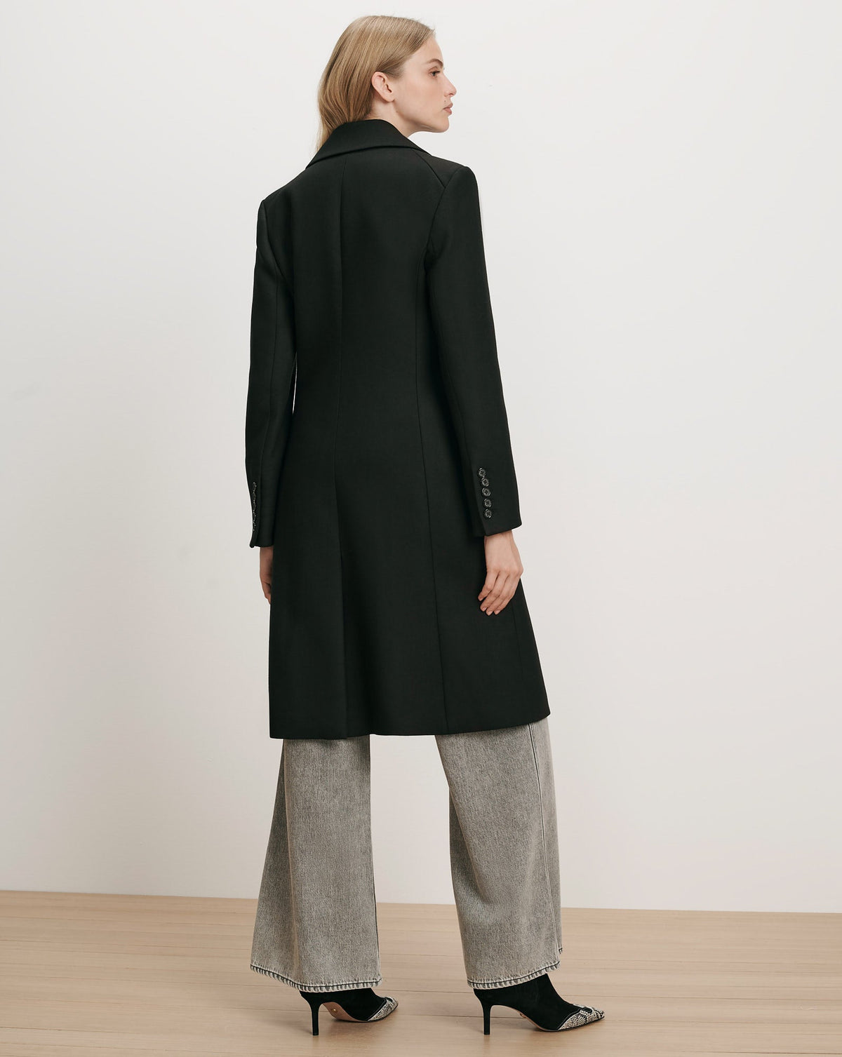 Stryder Double-Breasted Dickey Coat in Black - Veronica Beard Recommended
