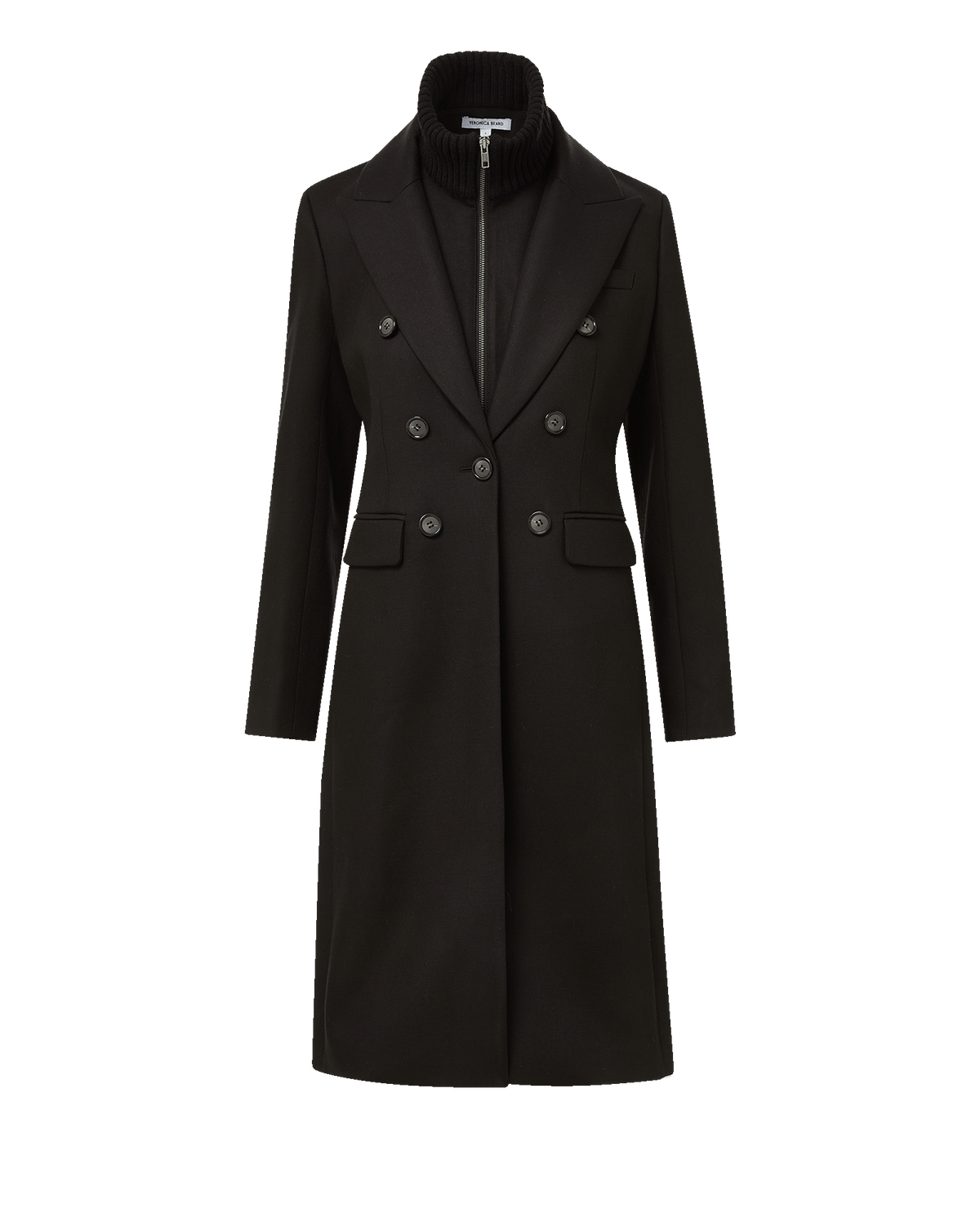 Stryder Double-Breasted Dickey Coat in Black - Veronica Beard Recommended