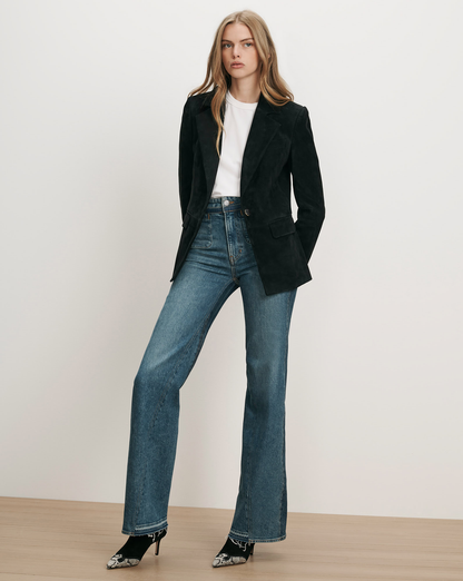 Healy Lambskin Suede Dickey Jacket in Black - Veronica Beard Best Price
