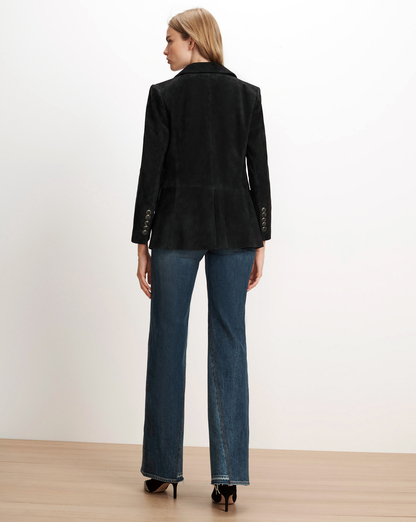 Healy Lambskin Suede Dickey Jacket in Black - Veronica Beard Best Price