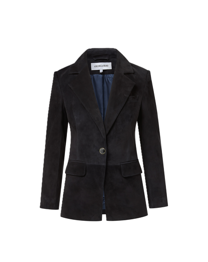 Healy Lambskin Suede Dickey Jacket in Black - Veronica Beard Best Price