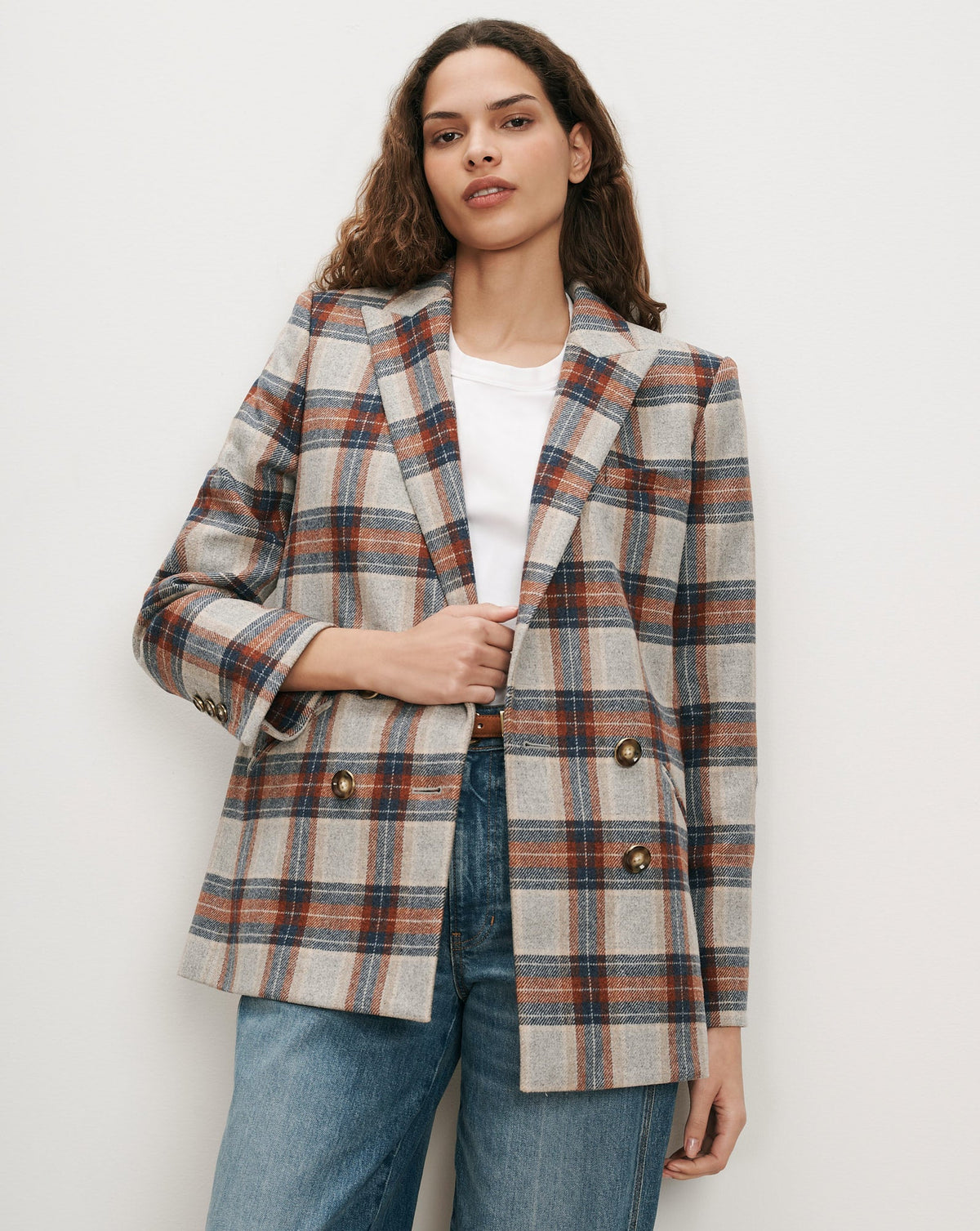 Oria Plaid Dickey Jacket in Heather Grey Multi - Veronica Beard Latest