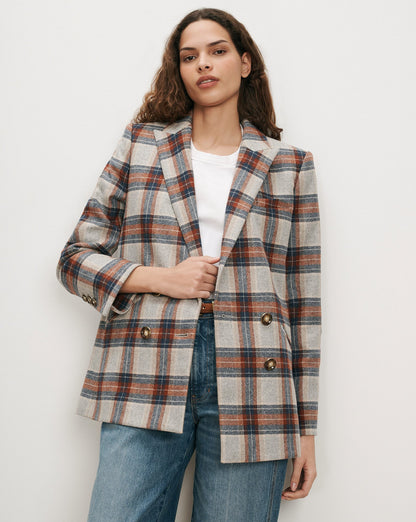 Oria Plaid Dickey Jacket in Heather Grey Multi - Veronica Beard Latest