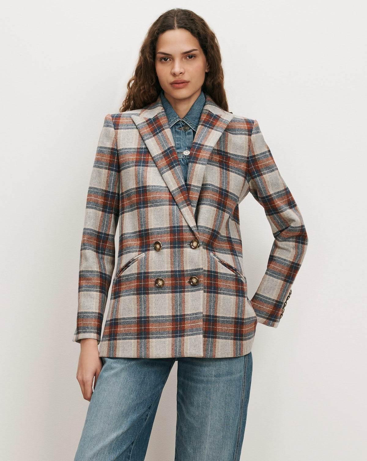 Oria Plaid Dickey Jacket in Heather Grey Multi - Veronica Beard Latest