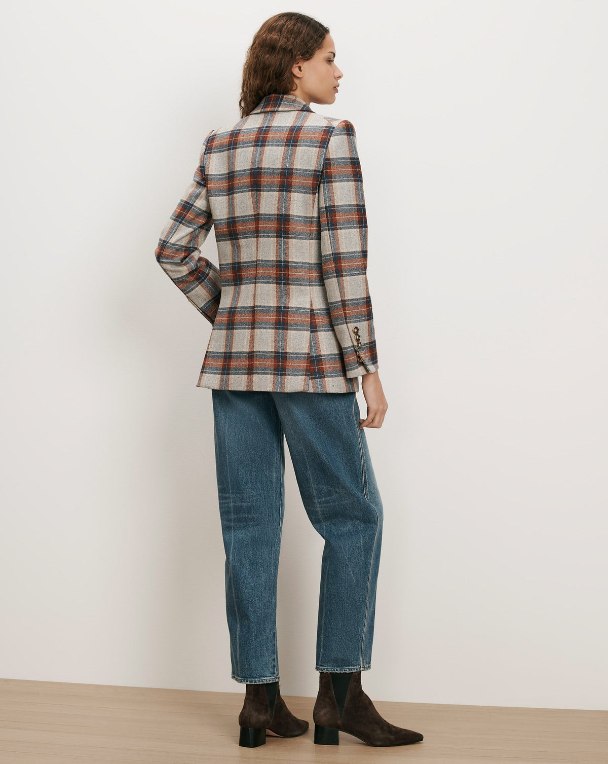 Oria Plaid Dickey Jacket in Heather Grey Multi - Veronica Beard Latest