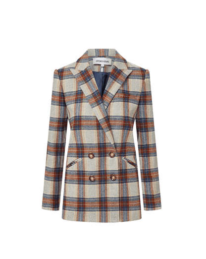 Oria Plaid Dickey Jacket in Heather Grey Multi - Veronica Beard Latest