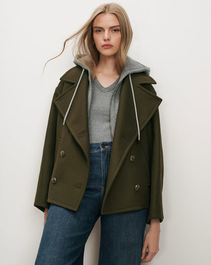 Franklin Dickey Coat in Green Wool Twill - Veronica Beard Trending