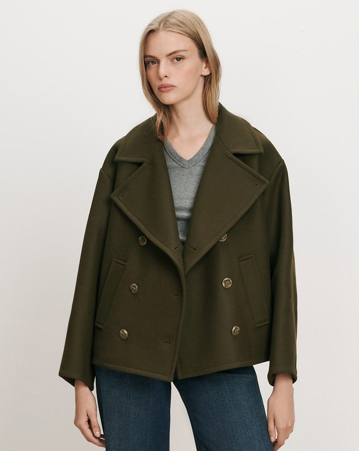 Franklin Dickey Coat in Green Wool Twill - Veronica Beard Trending