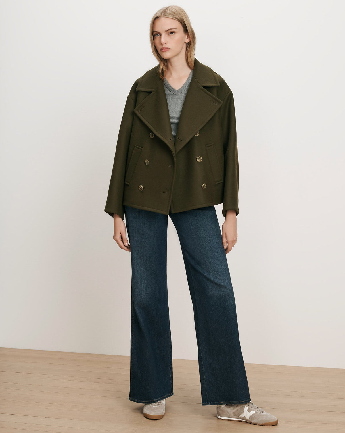Franklin Dickey Coat in Green Wool Twill - Veronica Beard Trending