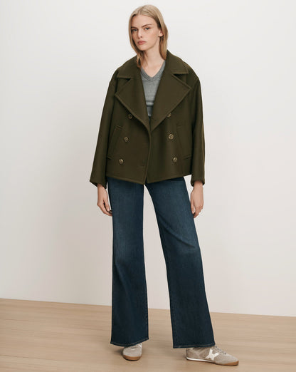 Franklin Dickey Coat in Green Wool Twill - Veronica Beard Trending