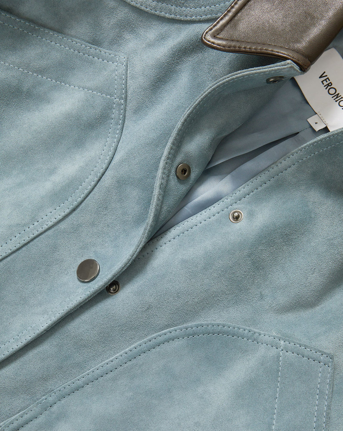 Walters Suede Cropped Jacket in Light Blue Steel - Veronica Beard Classic