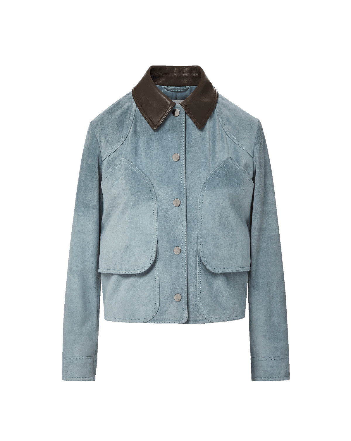Walters Suede Cropped Jacket in Light Blue Steel - Veronica Beard Classic
