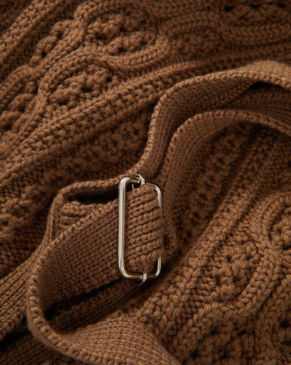 Bentleigh Merino Wool Cableknit Vest in Ochre Brown - Veronica Beard Classic
