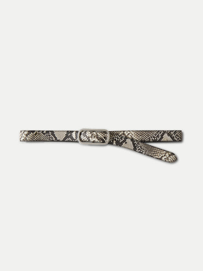 Snake-Embossed Loop Belt in Grey & Black - Veronica Beard Exclusive