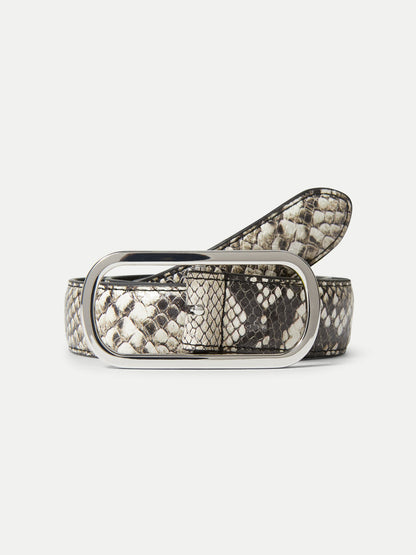 Snake-Embossed Loop Belt in Grey & Black - Veronica Beard Exclusive