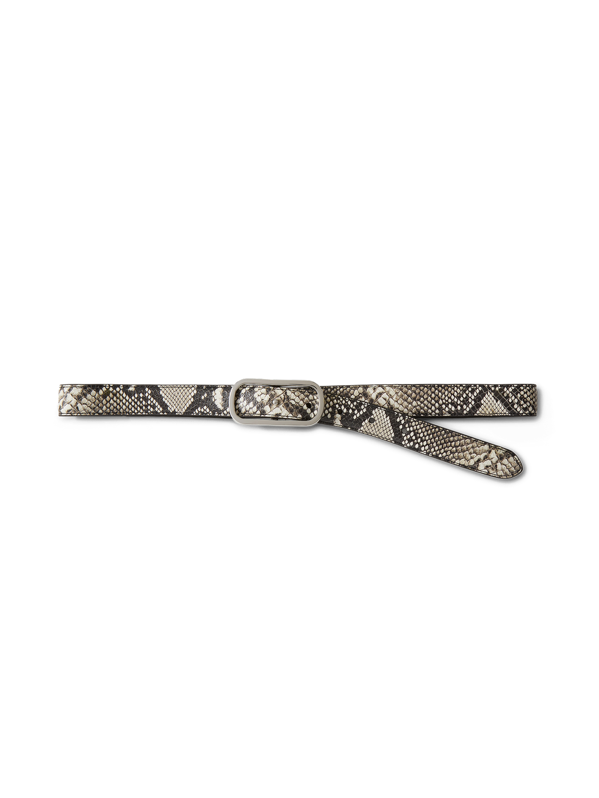 Snake-Embossed Loop Belt in Grey & Black - Veronica Beard Exclusive