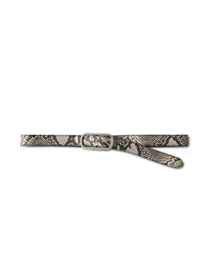 Snake-Embossed Loop Belt in Grey & Black - Veronica Beard Exclusive