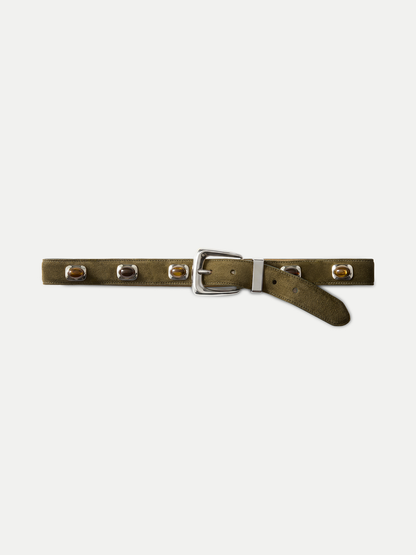 Stone Embellished Arch Belt in Green Suede - Veronica Beard Special Offer