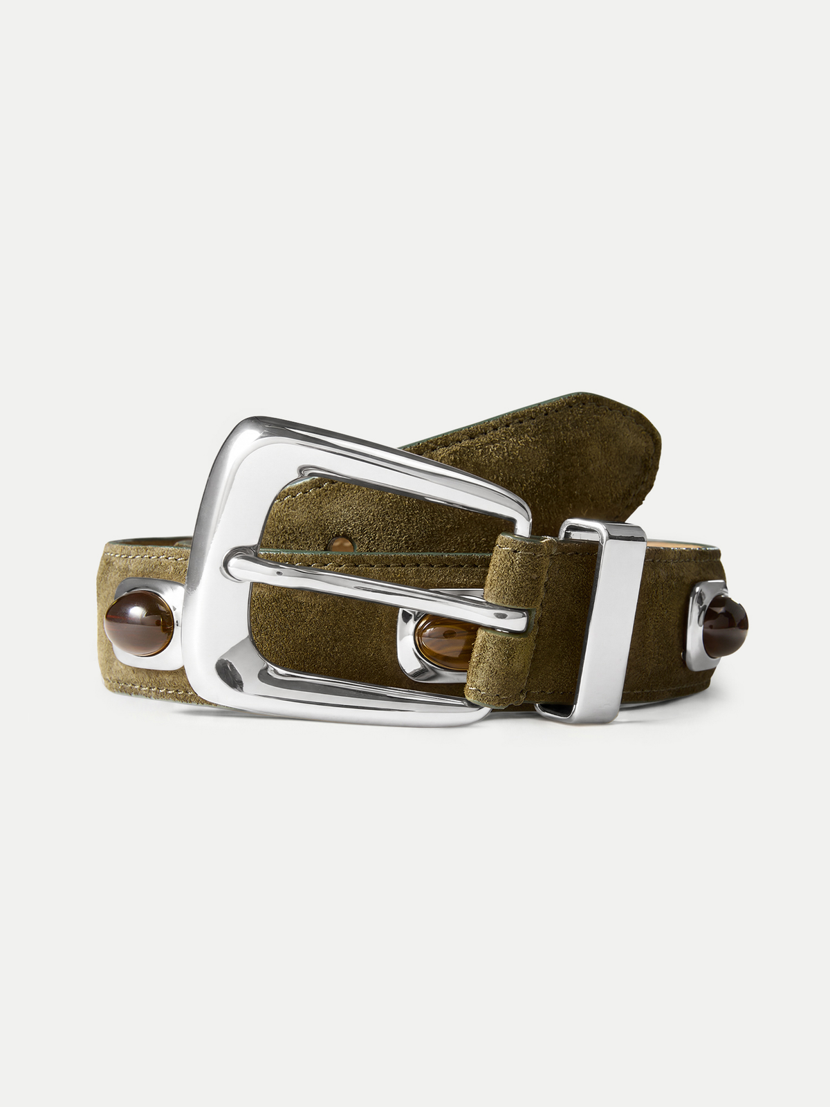 Stone Embellished Arch Belt in Green Suede - Veronica Beard Special Offer