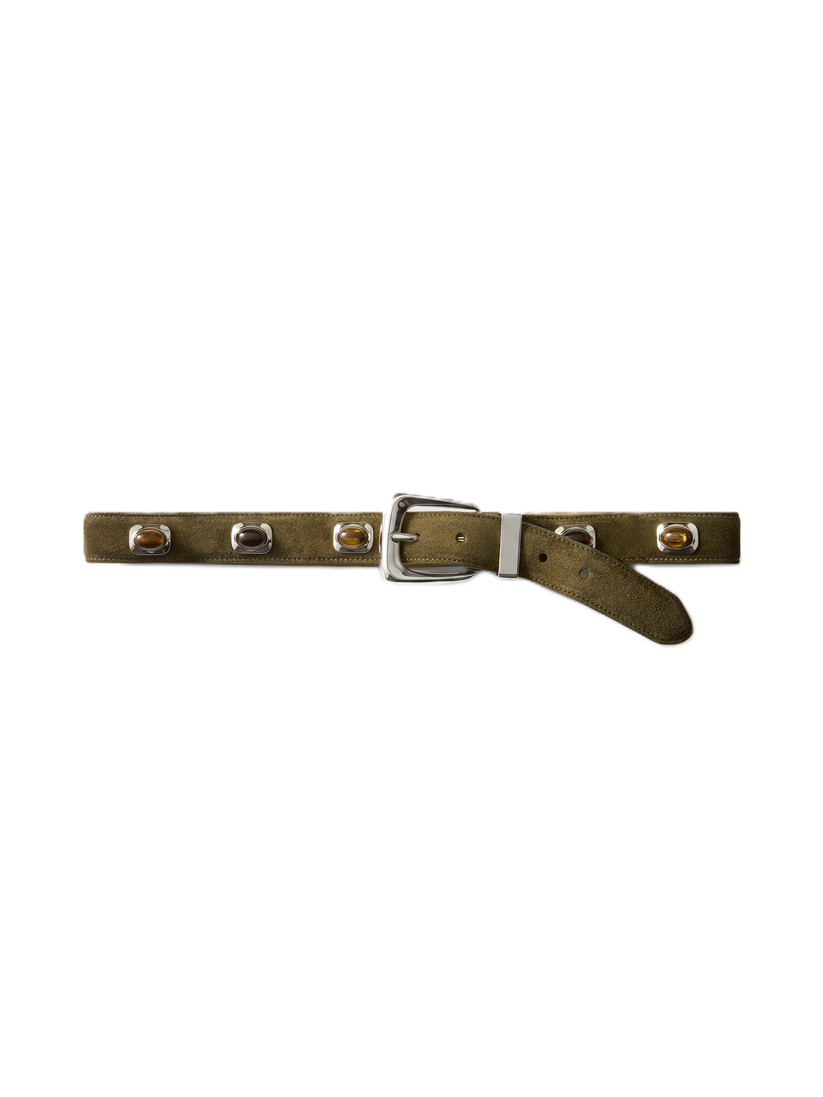 Stone Embellished Arch Belt in Green Suede - Veronica Beard Special Offer