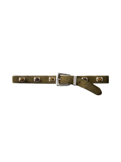 Stone Embellished Arch Belt in Green Suede - Veronica Beard Special Offer