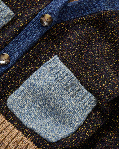 Josiane Color-Block Cardigan in Black & Blue - Veronica Beard Value