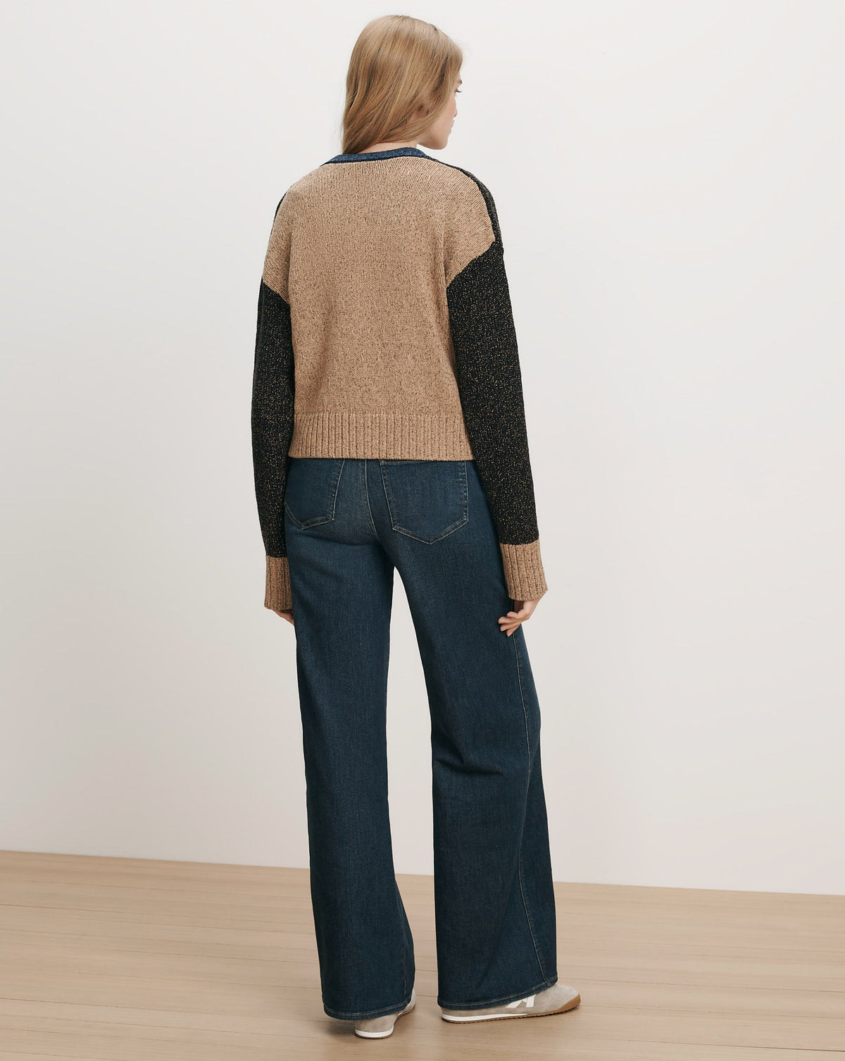 Josiane Color-Block Cardigan in Black & Blue - Veronica Beard Value