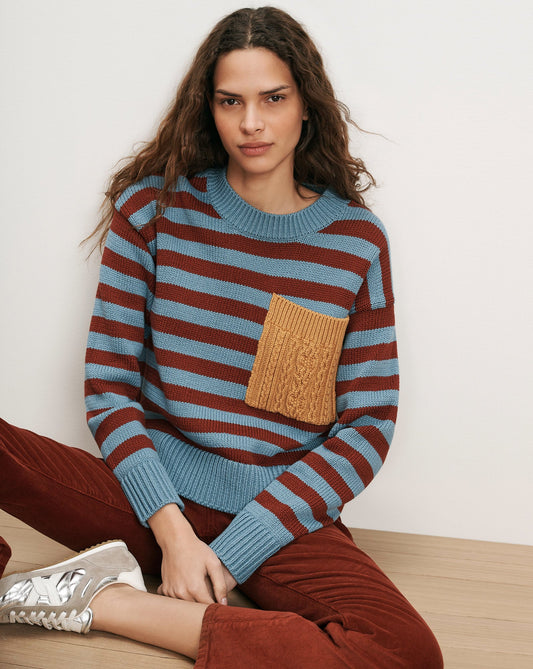 Emile Striped Pullover in Red & Blue - Veronica Beard New