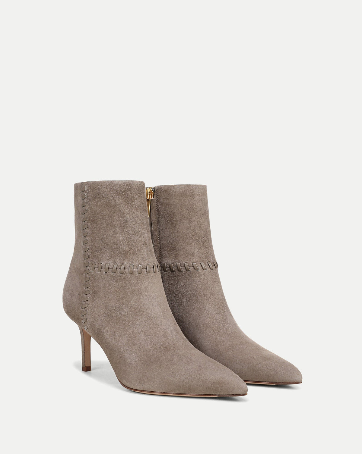 Lisa Whipstitch Mid-Heel Ankle Boot in Bark - Veronica Beard Premium
