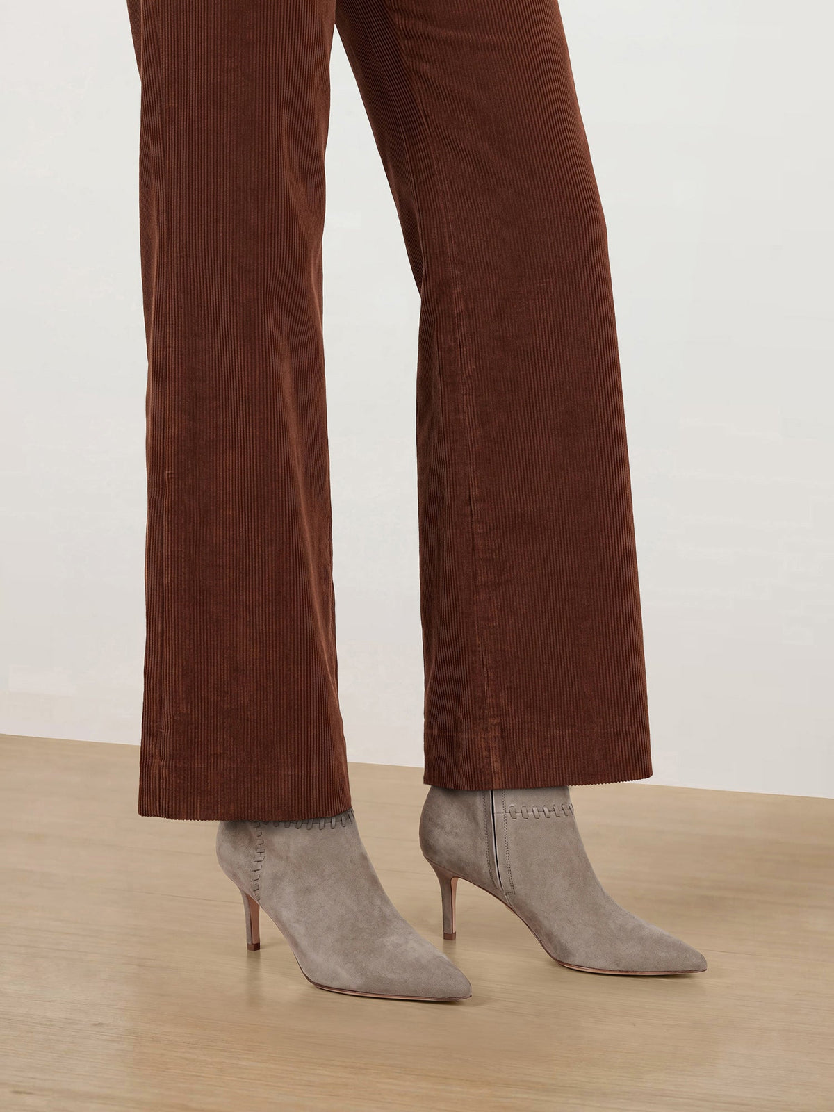Lisa Whipstitch Mid-Heel Ankle Boot in Bark - Veronica Beard Premium
