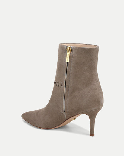 Lisa Whipstitch Mid-Heel Ankle Boot in Bark - Veronica Beard Premium