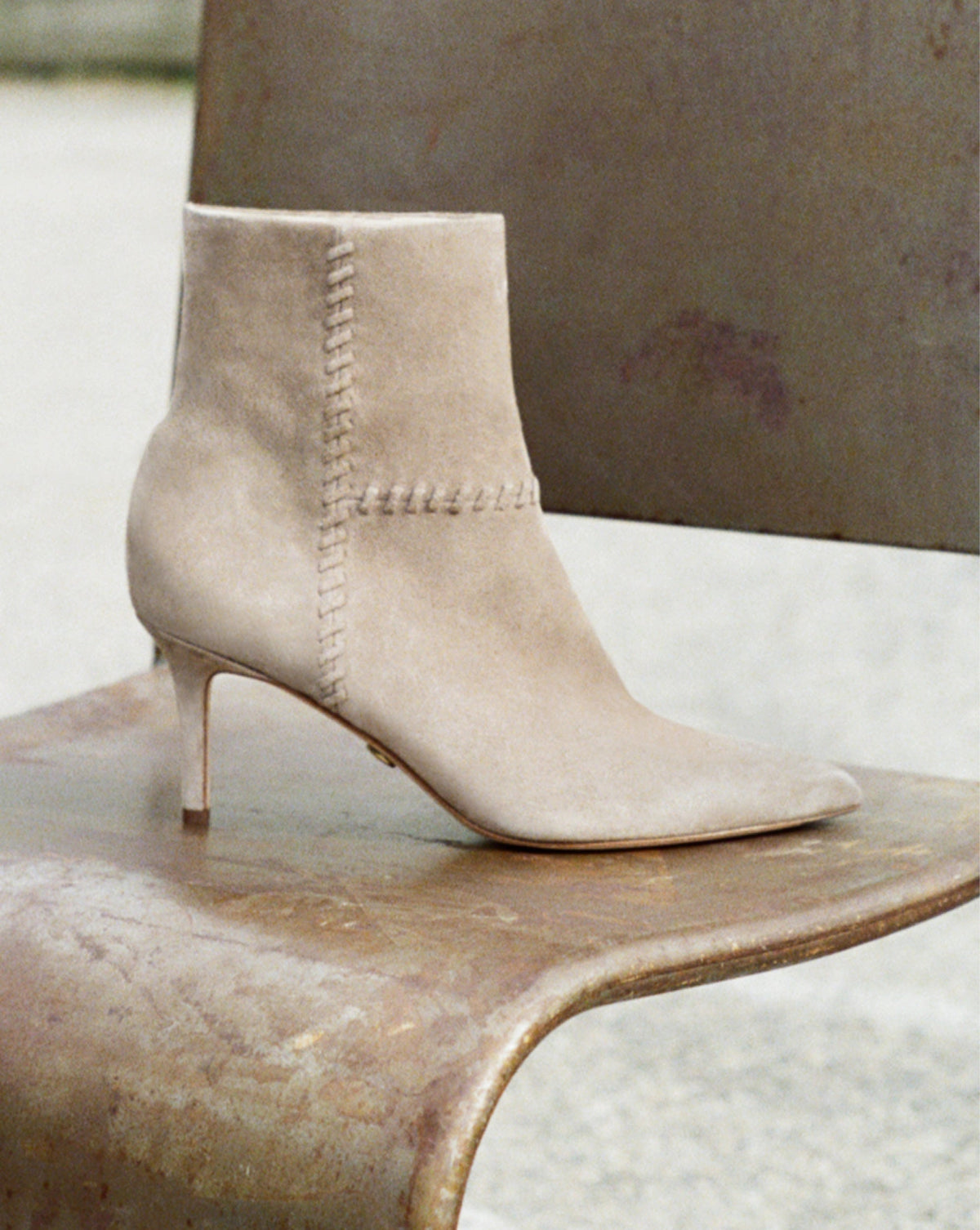 Lisa Whipstitch Mid-Heel Ankle Boot in Bark - Veronica Beard Premium