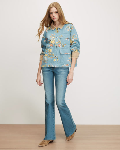 Leighton Floral Denim Jacket in Garden Bouquet - Veronica Beard Quality