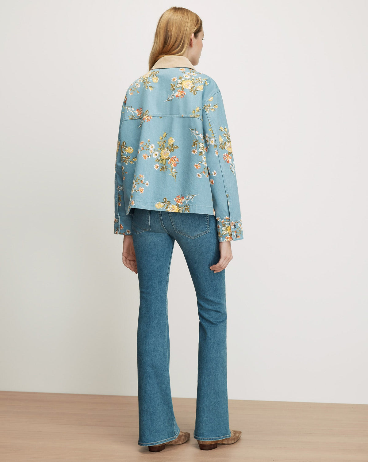 Leighton Floral Denim Jacket in Garden Bouquet - Veronica Beard Quality