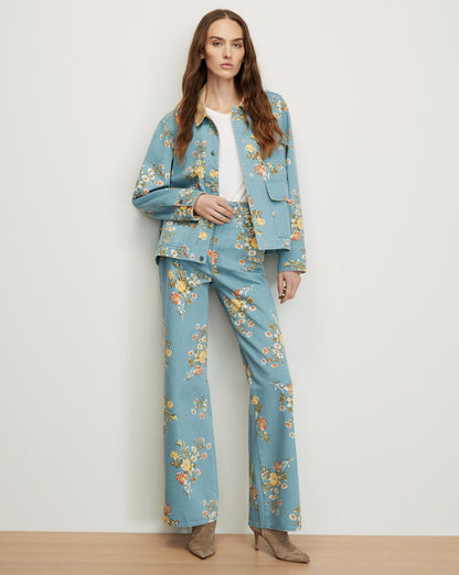 Leighton Floral Denim Jacket in Garden Bouquet - Veronica Beard Quality