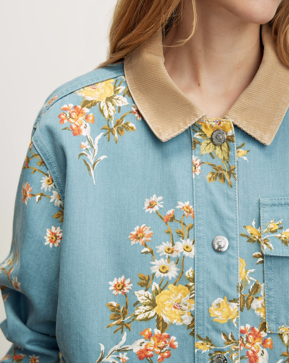 Leighton Floral Denim Jacket in Garden Bouquet - Veronica Beard Quality