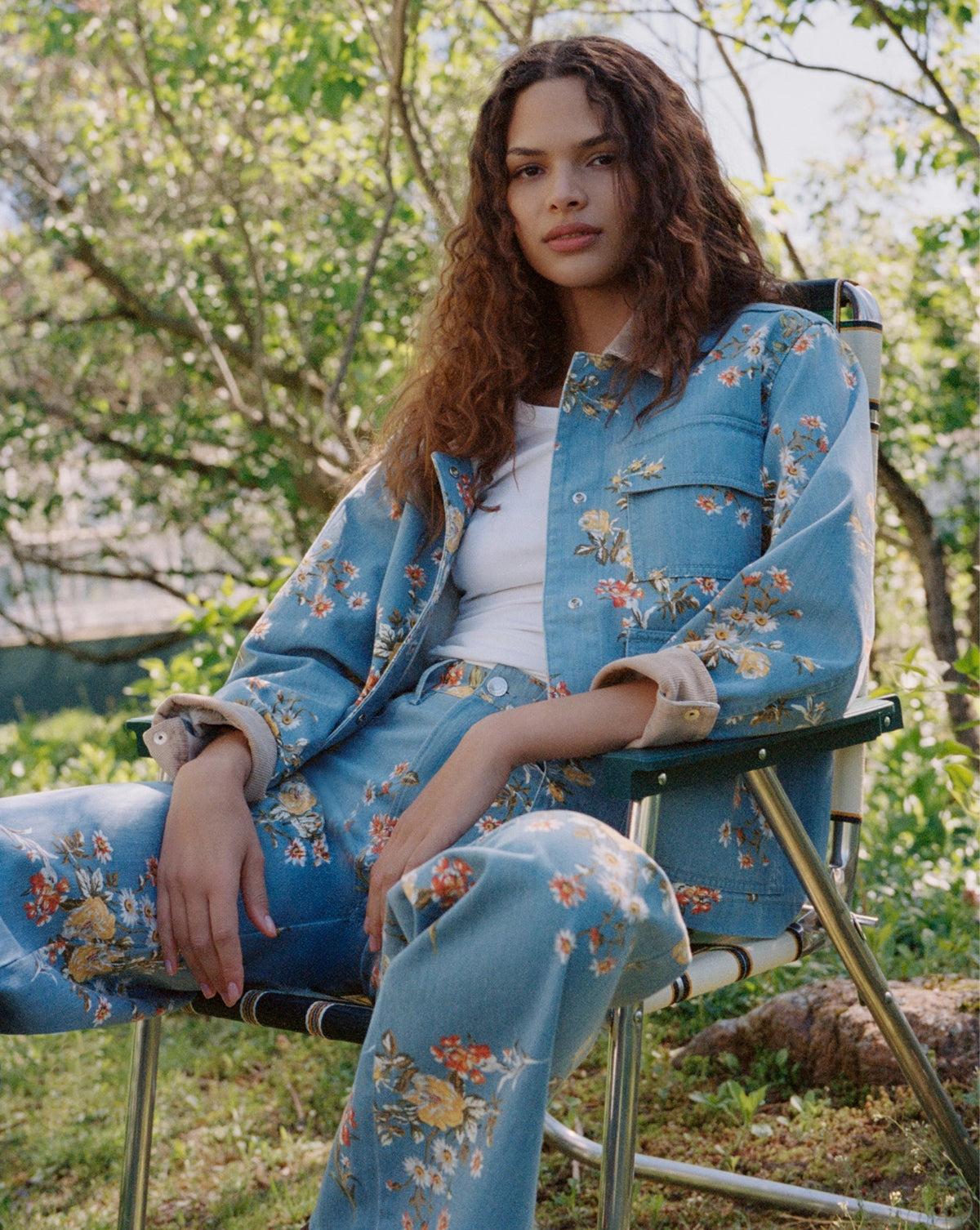 Leighton Floral Denim Jacket in Garden Bouquet - Veronica Beard Quality
