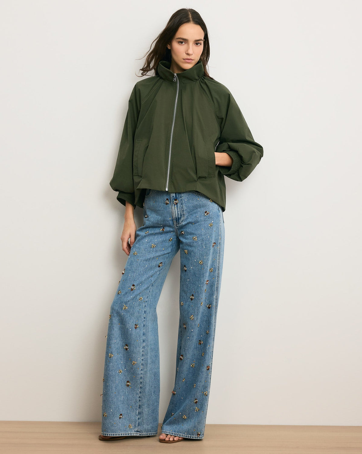 Circe Bubble Jacket in Army - Veronica Beard Premium