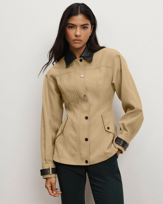 Talla Peplum Jacket in Tan Sand - Veronica Beard Latest