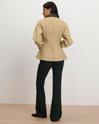 Talla Peplum Jacket in Tan Sand - Veronica Beard Latest