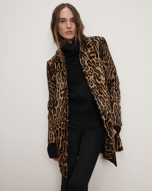 Shelley Calf Hair Dickey Coat in Leopard Camel Multi - Veronica Beard Customer Favorite