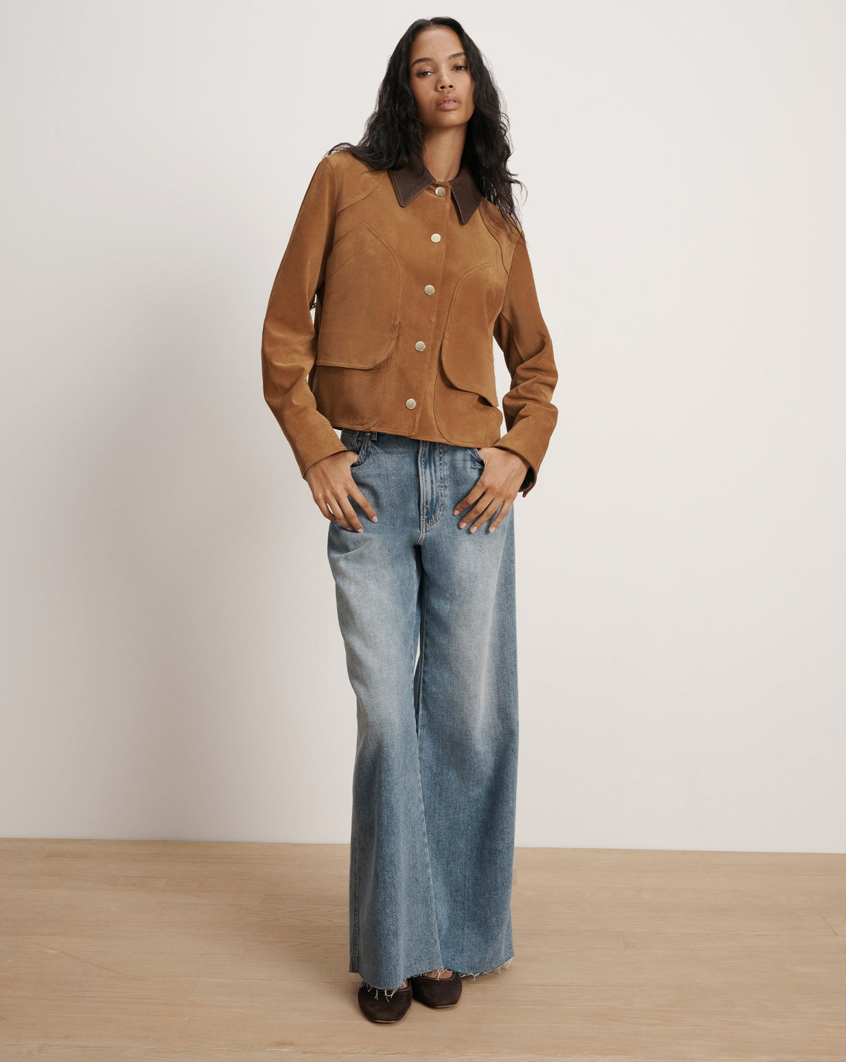 Walters Suede Cropped Jacket in Whisky - Veronica Beard Trusted