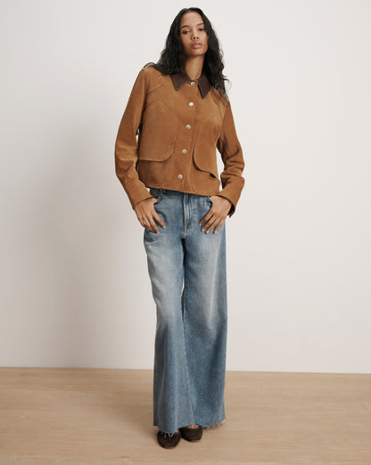 Walters Suede Cropped Jacket in Whisky - Veronica Beard Trusted