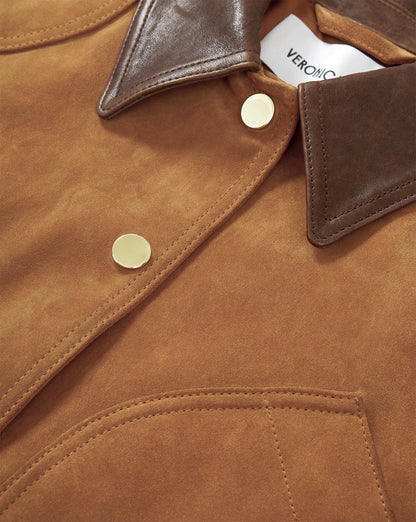 Walters Suede Cropped Jacket in Whisky - Veronica Beard Trusted