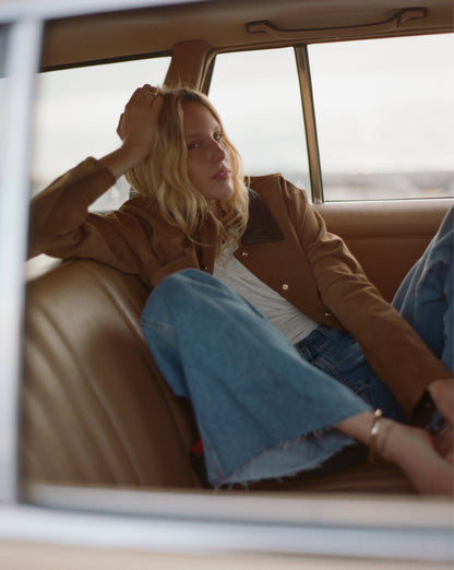 Walters Suede Cropped Jacket in Whisky - Veronica Beard Trusted