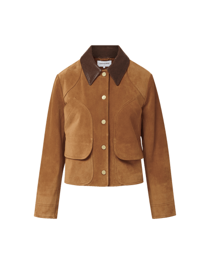 Walters Suede Cropped Jacket in Whisky - Veronica Beard Trusted