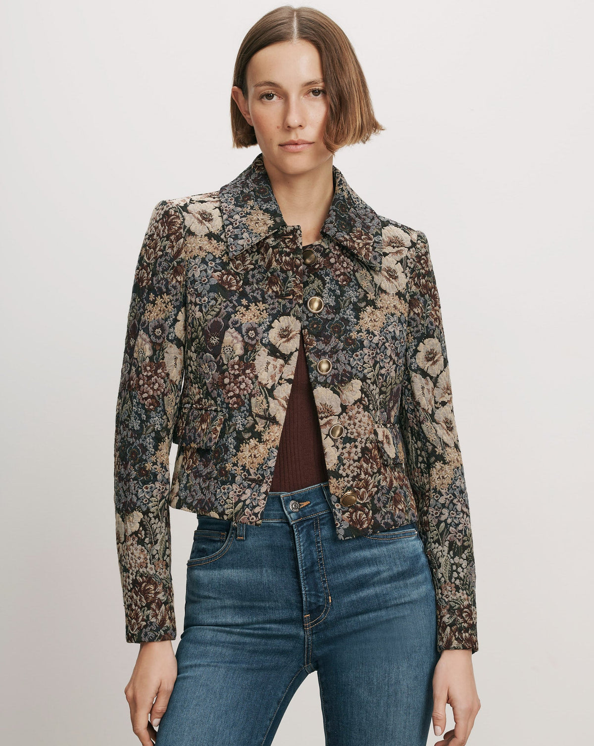 Brocade Removable Collar in Floral - Veronica Beard Best Seller